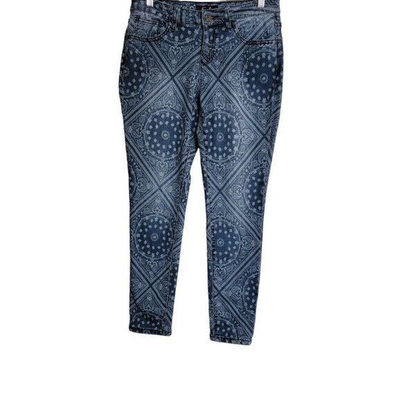 Earl Jeans Denim - Earl Women’s Blue Paisley Skinny Ankle Jeans Size 6  Retail $54